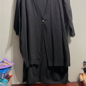 Silhouette Dark Gray Knit long cardigan & dress 2 piece plus size 26 vintage set